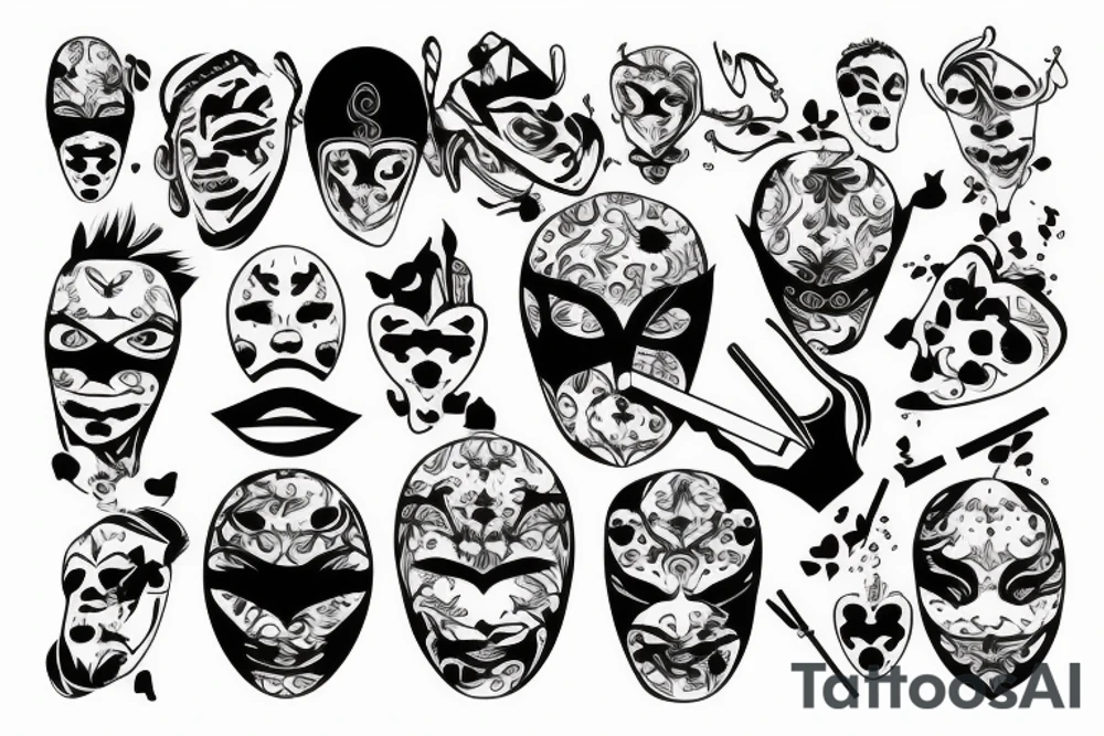 mask with cigarette tattoo idea