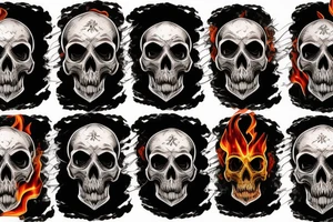 skull in fire and smoke tattoo idea