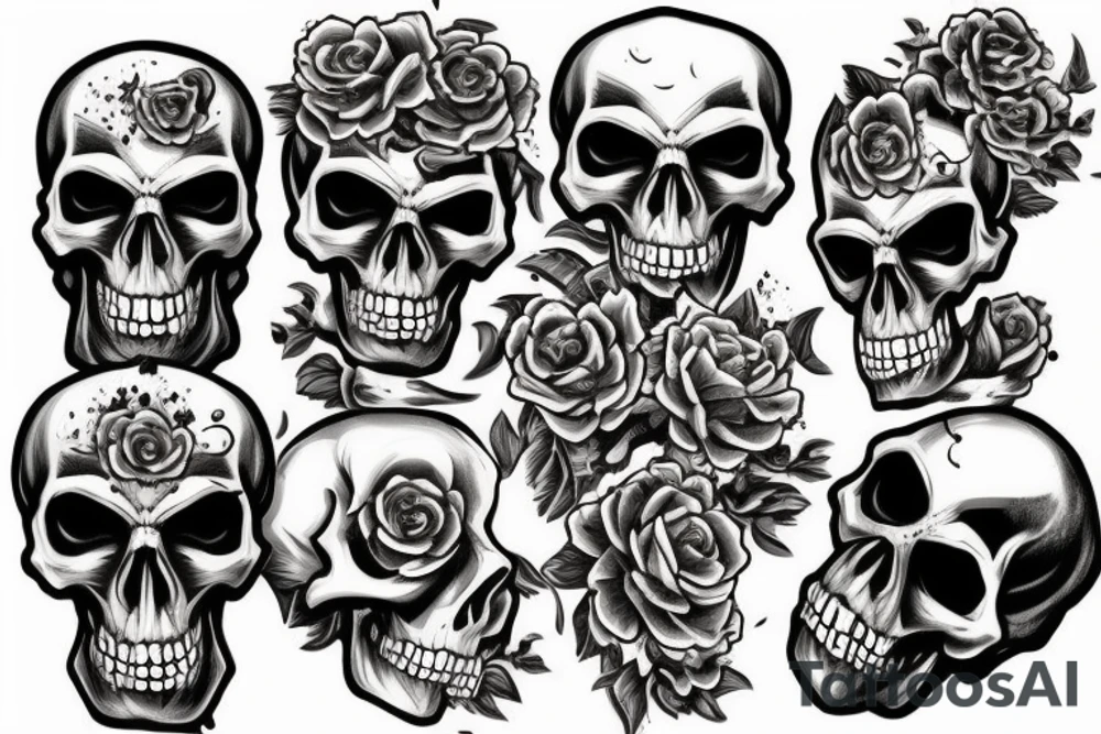 skull in fire and smoke tattoo idea