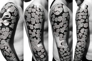 japanese samurai, japanese buildings, cherry blossom tattoo idea