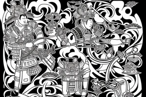 japanese samurai, japanese buildings, tattoo idea
