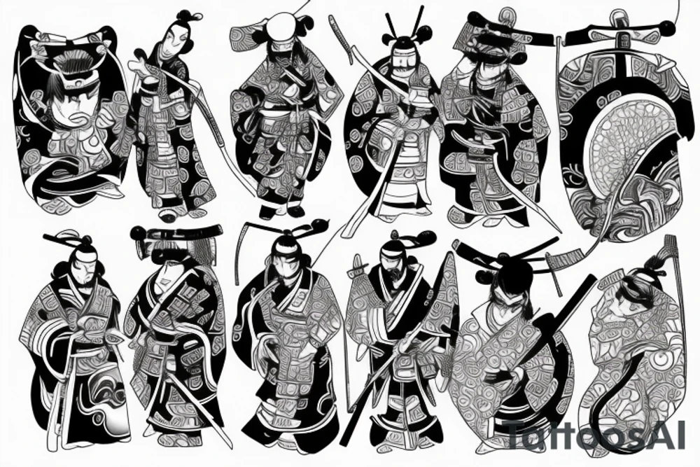 japanese samurai, japanese buildings, tattoo idea