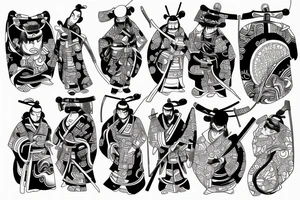 japanese samurai, japanese buildings, tattoo idea