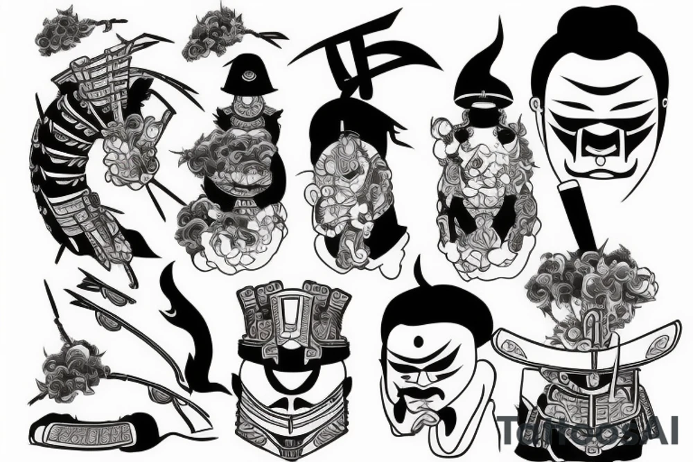 japanese samurai, japanese buildings, tattoo idea