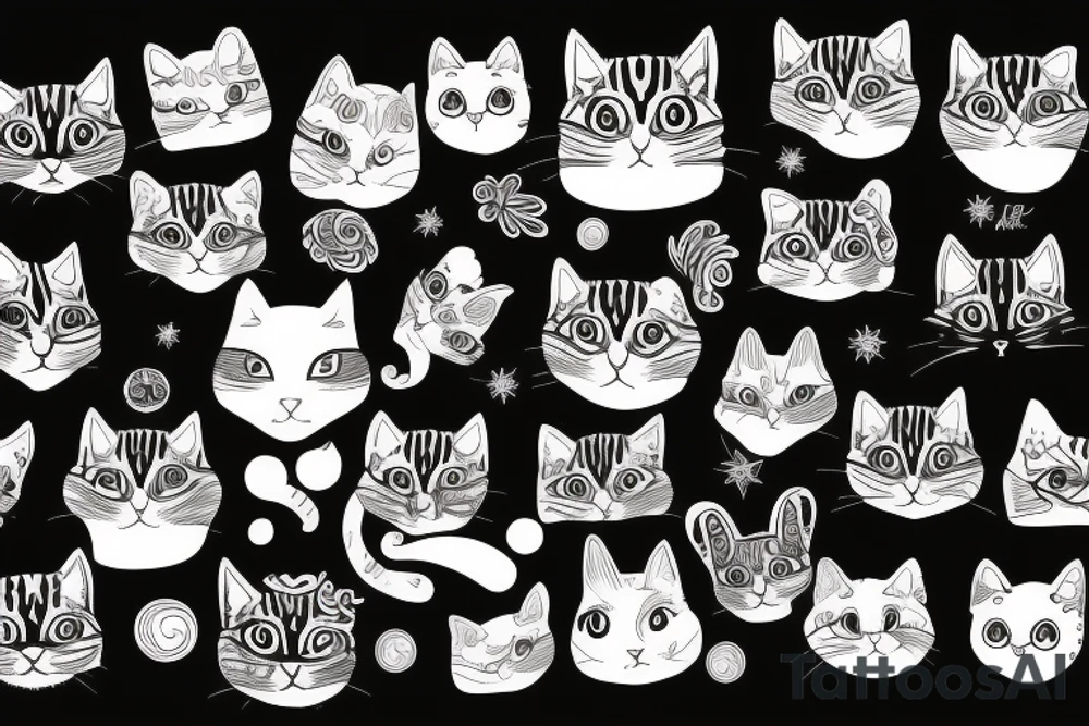 Psychedelic trippy cute cat tattoo idea