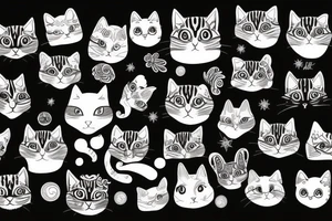 Psychedelic trippy cute cat tattoo idea