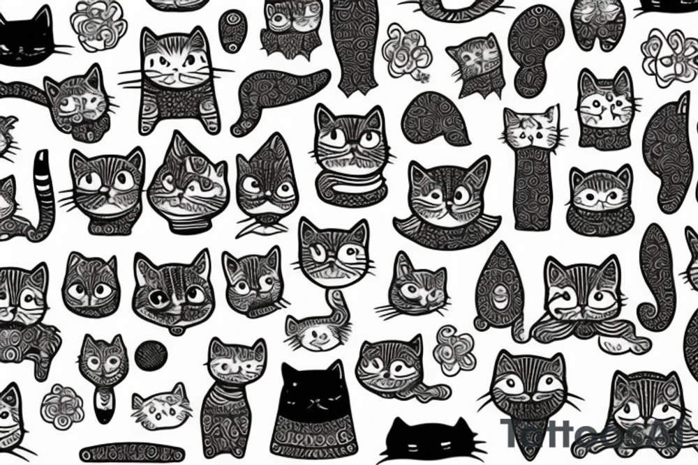 Psychedelic trippy cute cat tattoo idea