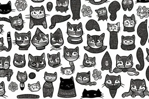 Psychedelic trippy cute cat tattoo idea