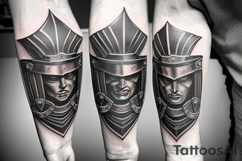 Spartan soldier witam shield and collosseum tattoo idea