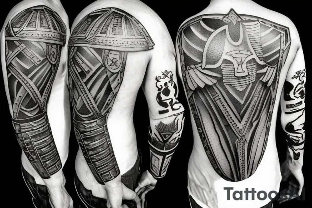 Spartan soldier with shield and collosseum tattoo idea