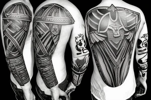Spartan soldier with shield and collosseum tattoo idea