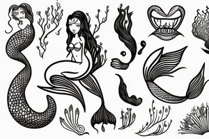 a mermaid sitting on a throne tattoo idea