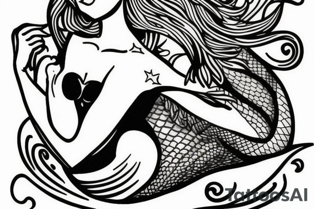 a mermaid sitting on a throne tattoo idea