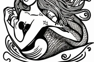 a mermaid sitting on a throne tattoo idea