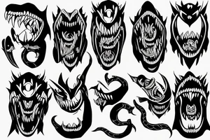 Viper head coiling arm sleeve. Menacing very wide open mouth with big fangs tattoo idea