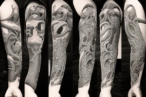 diamondback SNAKE coiling arm sleeve. Menacing very wide open mouth with big fangs. Snake is facing north tattoo idea