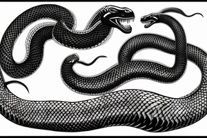 King cobra SNAKE coiling arm sleeve. Menacing very wide open mouth with big fangs. Snake is facing north. Polynesian tattoo idea