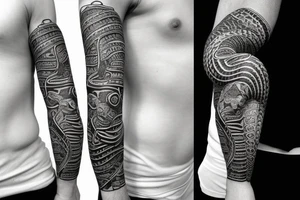 King cobra SNAKE coiling arm sleeve. Menacing very wide open mouth with big fangs. Snake is facing north. Polynesian tattoo idea