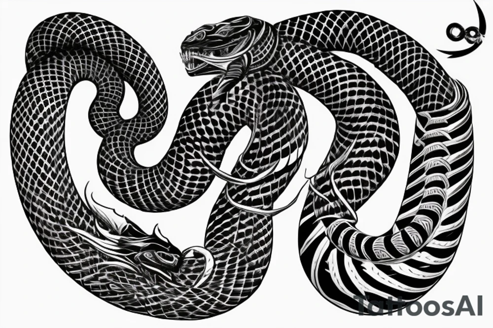 King cobra SNAKE coiling arm sleeve. Menacing very wide open mouth with big fangs. Snake is facing north. Polynesian tattoo idea