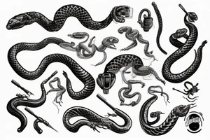 Half robot baby snake tattoo idea