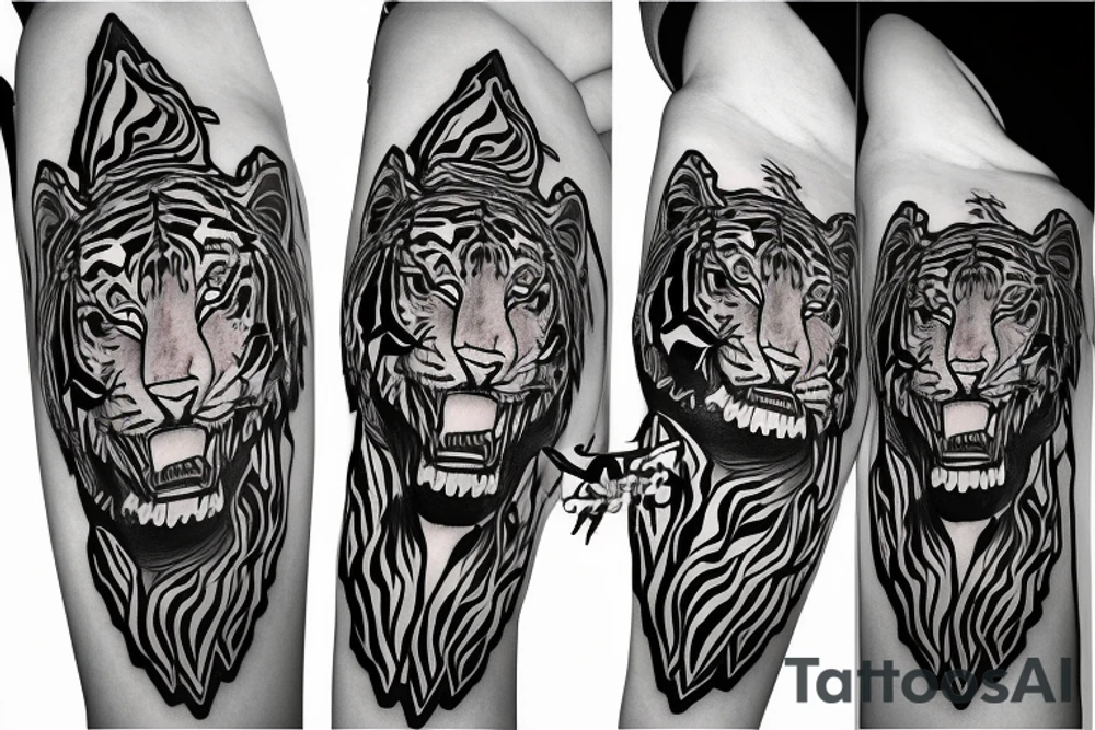 Tiger with headphones tattoo idea