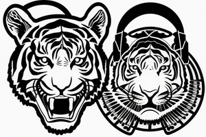 Tiger with headphones tattoo idea