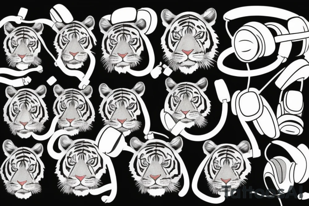 Tiger with headphones tattoo idea