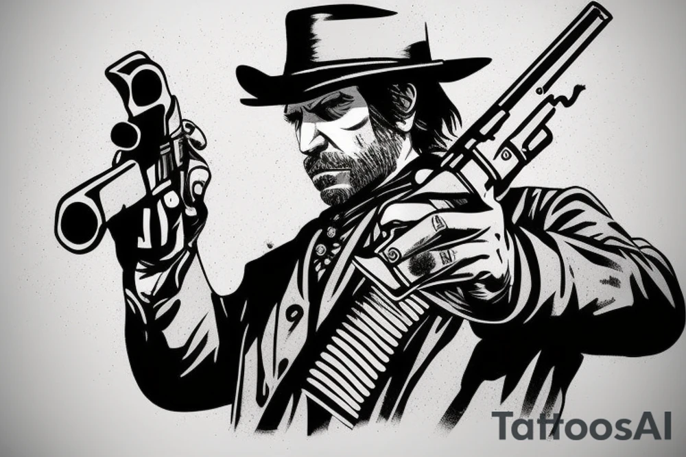 red dead redemption gun tattoo idea