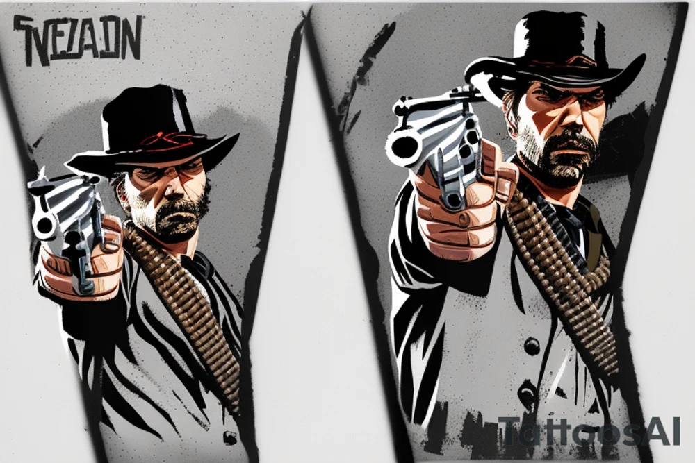 red dead redemption gun tattoo idea