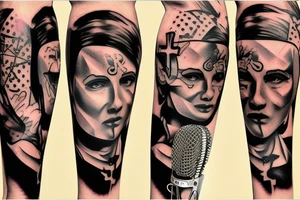 Cross with microphone, God, tattoo idea