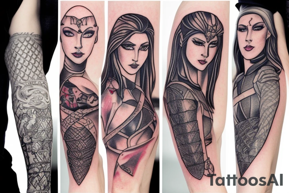 Queer female knight tattoo idea