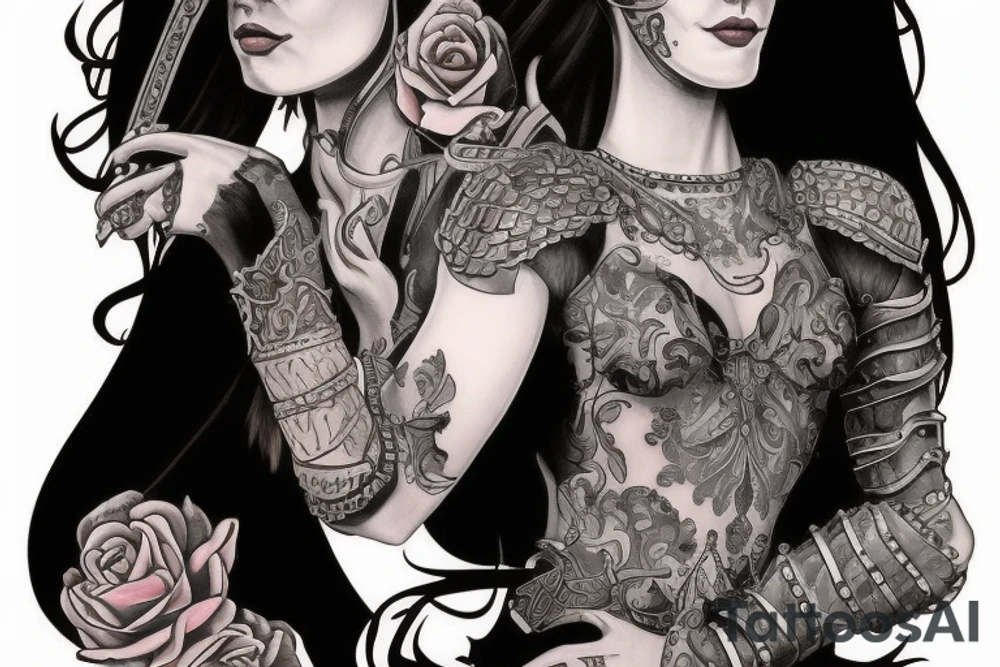 Queer female knight tattoo idea