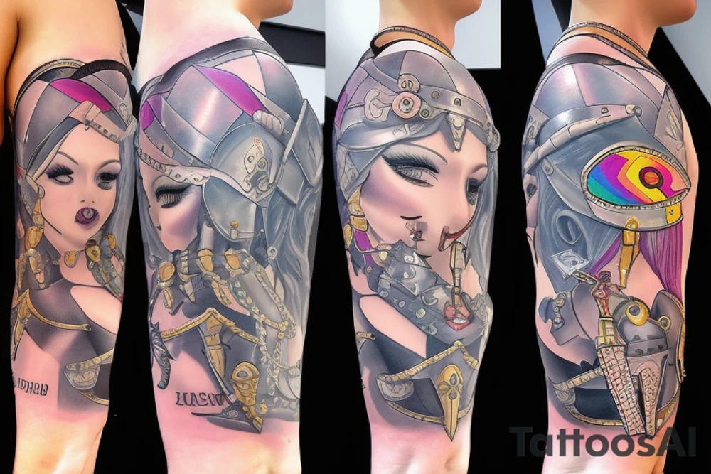 Queer female knight tattoo idea