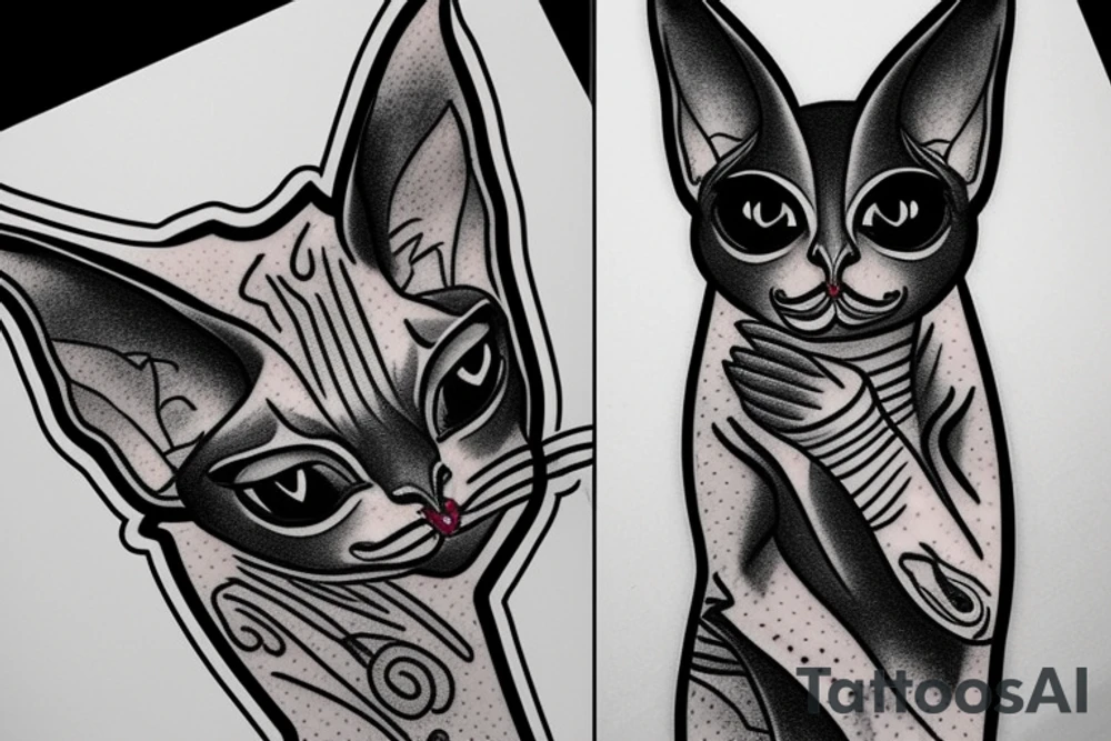 a sphinx cat snoring cocaine tattoo idea