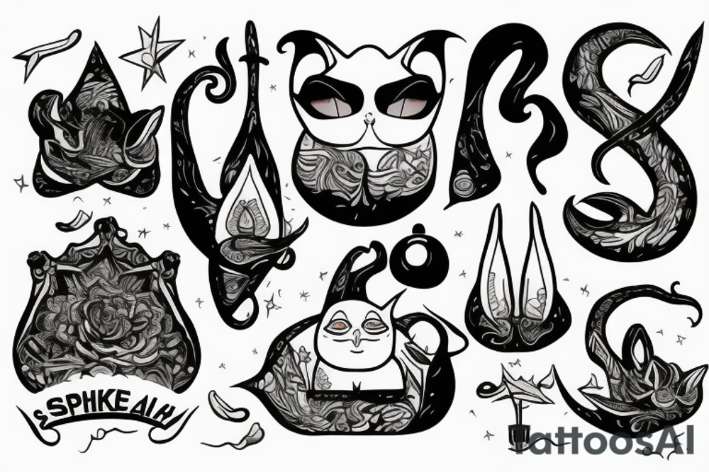 a sphinx cat snoring cocaine tattoo idea