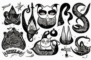 a sphinx cat snoring cocaine tattoo idea