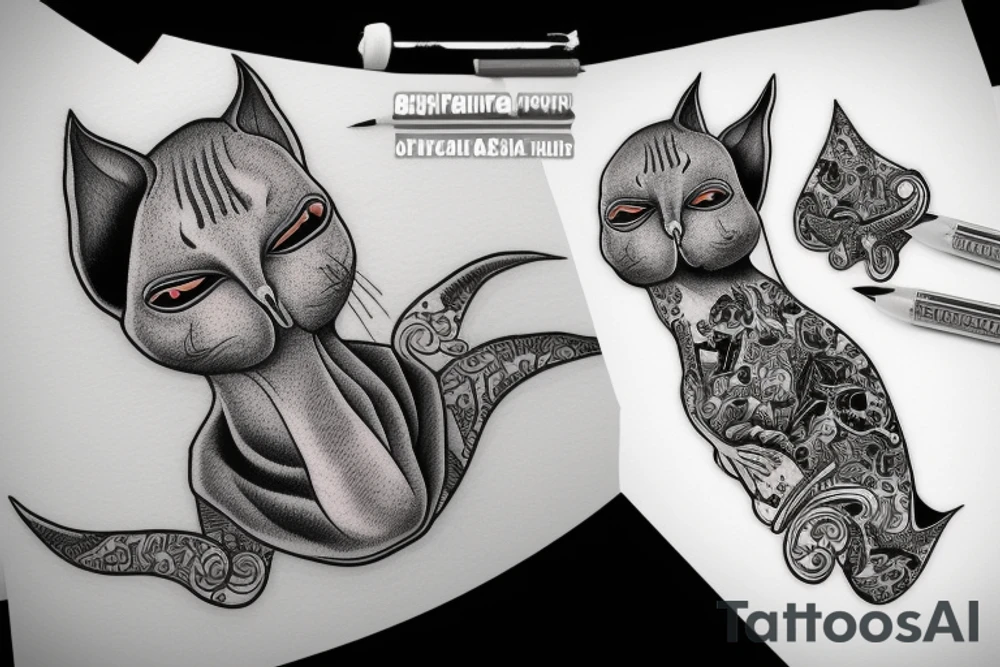 a sphinx cat snoring cocaine tattoo idea