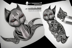 a sphinx cat snoring cocaine tattoo idea