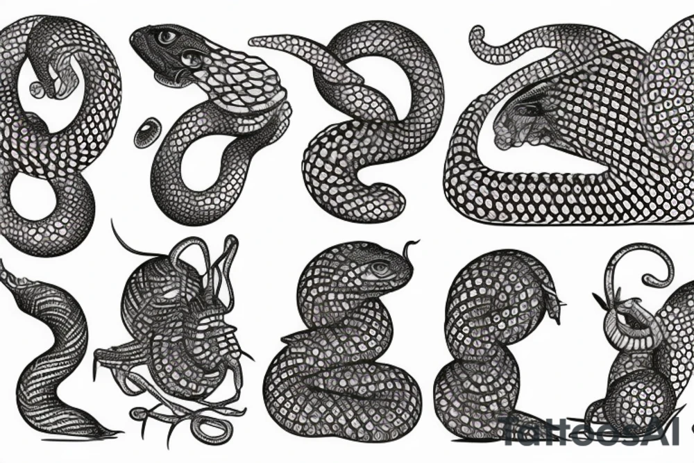 snake and sphinx garden wrapped in cubes tattoo idea