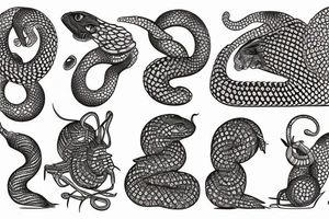 snake and sphinx garden wrapped in cubes tattoo idea