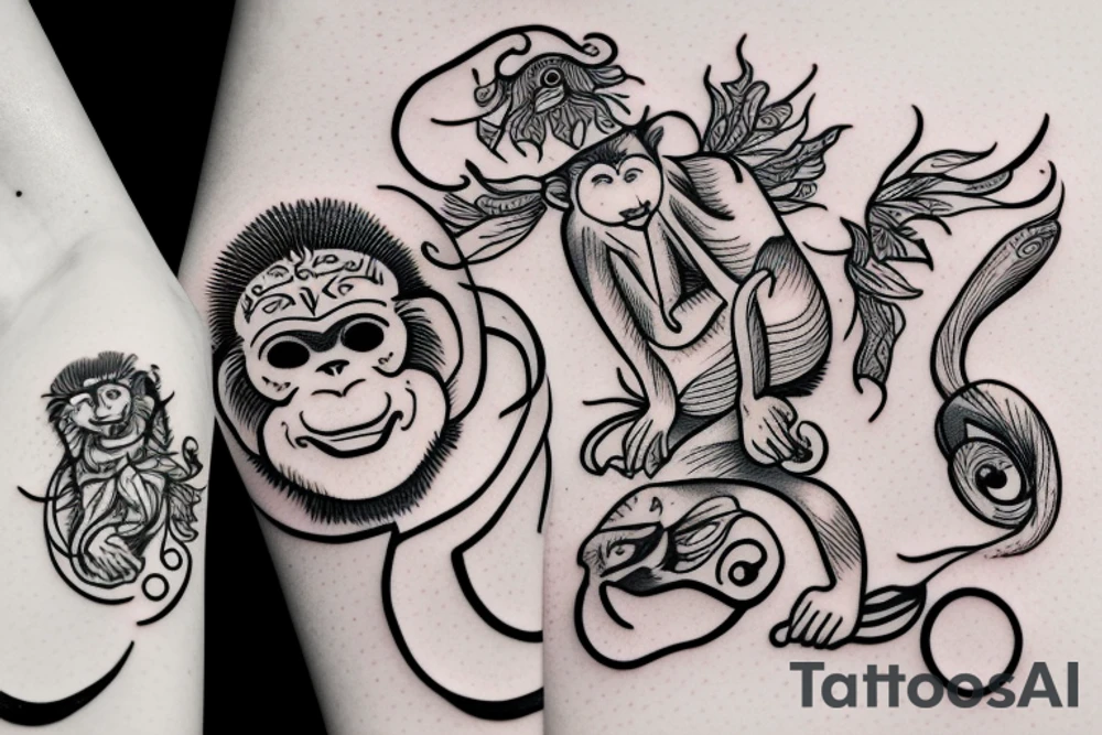Libra monkeys tattoo idea