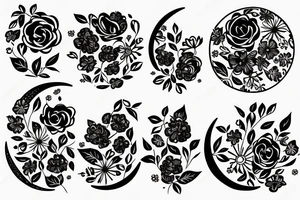 Moon with nocturnal flowers in bloom, self love, Italy tattoo idea