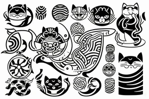 maneki-neko surf wave tattoo idea