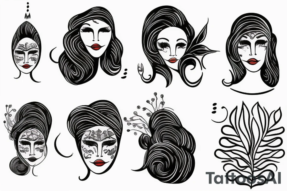 Lady face seventies grain de beauté tattoo idea