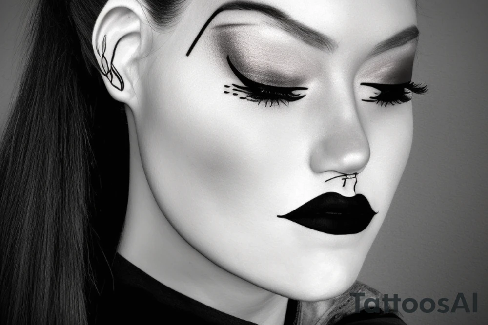 Lady face seventies grain de beauté tattoo idea