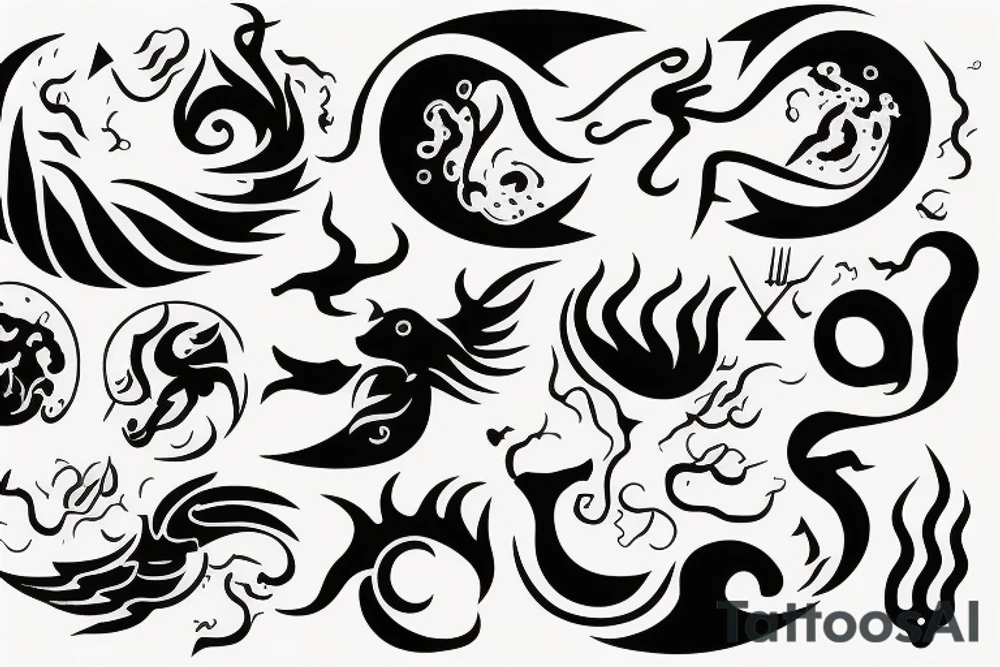 Aries zodiac sign with fire tattoo idea