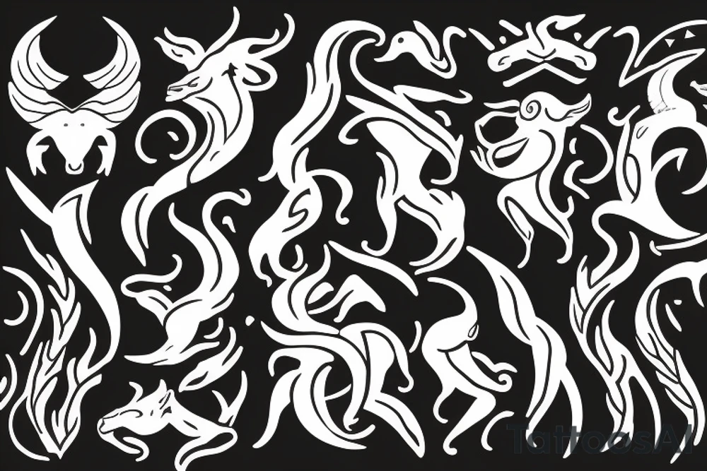Aries zodiac sign with fire tattoo idea