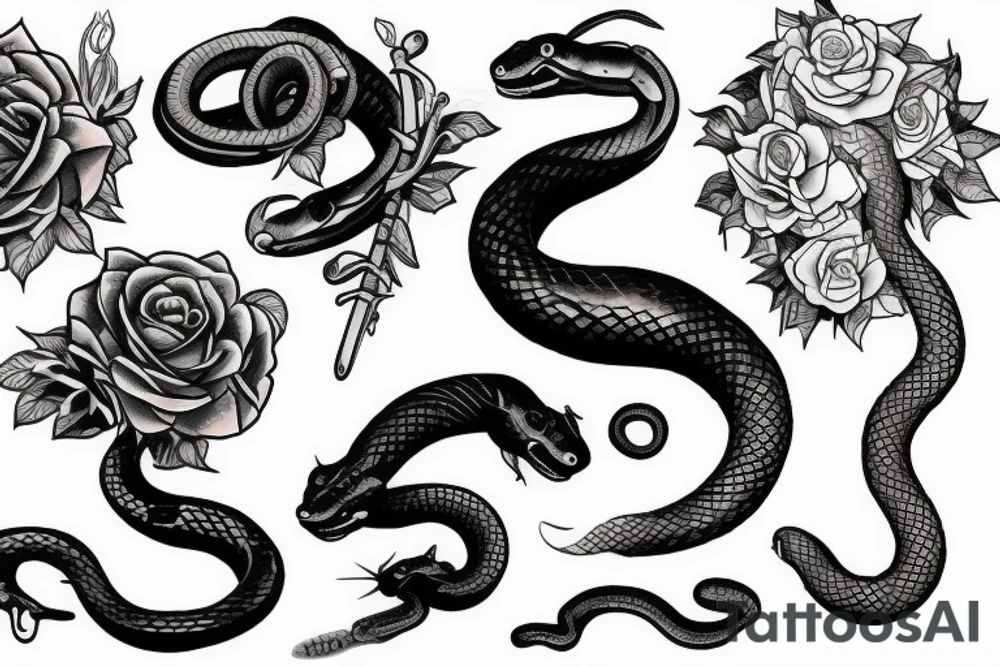 Fantasy,flowers,snake,sword tattoo idea