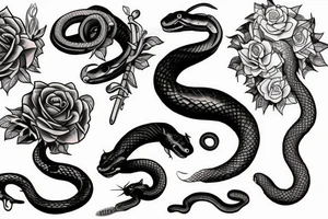 Fantasy,flowers,snake,sword tattoo idea