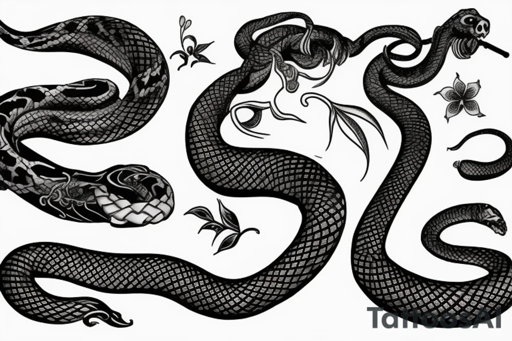Fantasy,flowers,snake,sword tattoo idea
